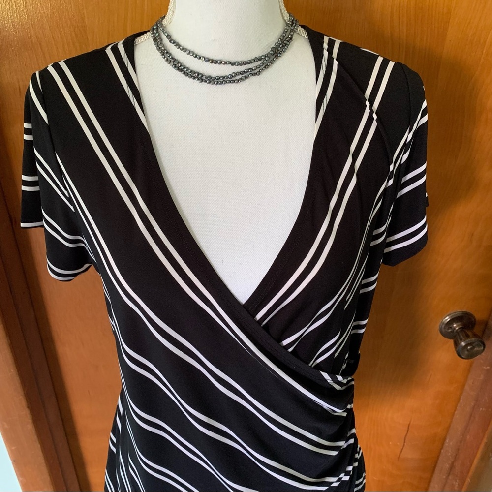 Susan graver striped faux wrap top